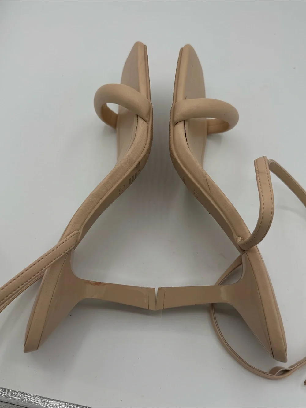 Open Edit Taytum Ankle Strap Heel Sandals Tan Cream Size US 9 neutral wedding